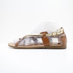 Jessica Simpson Jamila Brown Leather Lightweight Flat Strappy Thong Sandals - 8